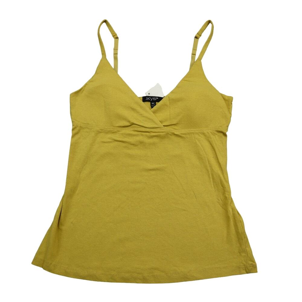 KYS Shirt Womens M Yellow Adjustable Strap Spaghetti VNeck Pullover Tank Top